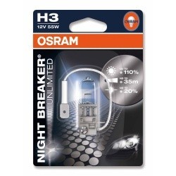 OSRAM лампочка H3 12V 55W NIGHT BREAKER UNLIMITED +110% ярче,+40 метр. дор просвет, +20% белее (в бл